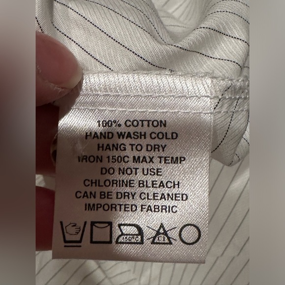 Farinaz Taghavi Mother Pearl Hidden Button Down Collared Extra Long Cuffs Sz 14 - Picture 14 of 16